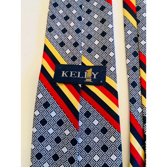 Vintage Tergal Necktie 1970s Geometric Design Tie Costume Design Menswear - Picture 6 of 10